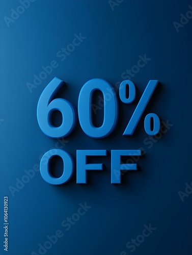 Navy Blue '60% OFF' Promotional Sign on a Navy Blue Background