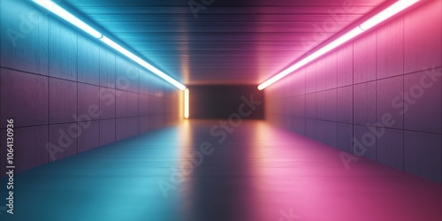 Motion blur of colourful lights in a tunnel as an abstract speed technology high energy vibrant futuristic look photo