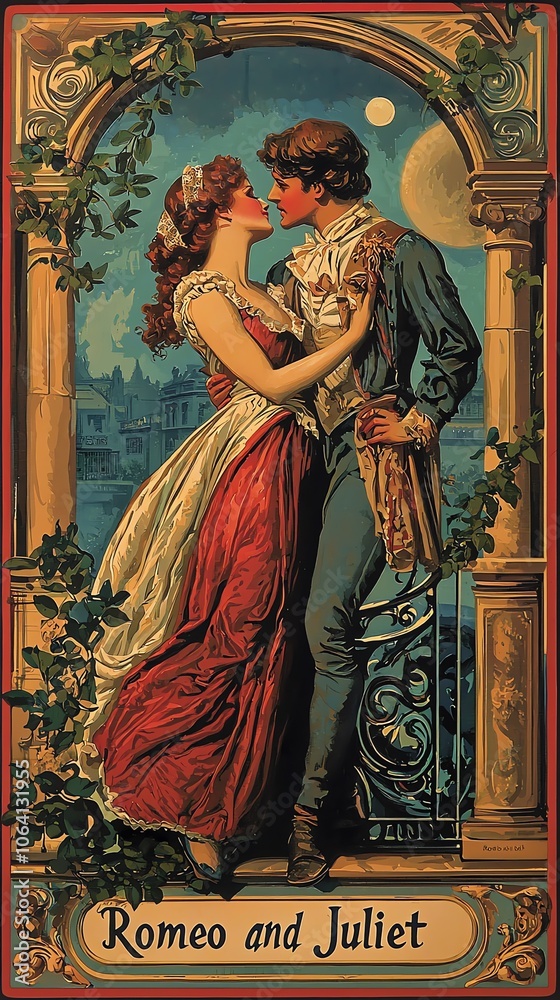 Fototapeta premium Romeo und Julia, Vintage Karte