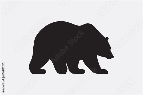 A solid black silhouette of a bear.