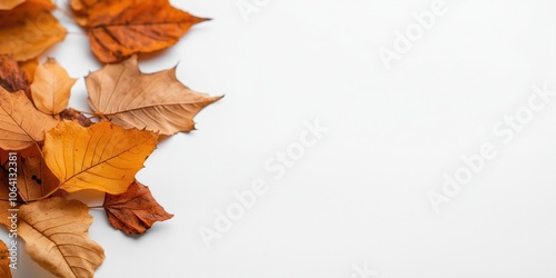 A pile of autumn leaves isolated on a white background 