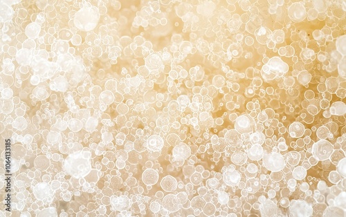 Bubbles rising in sparkling drink with a golden background, creating an elegant and refreshing atmosphere in a cozy setting