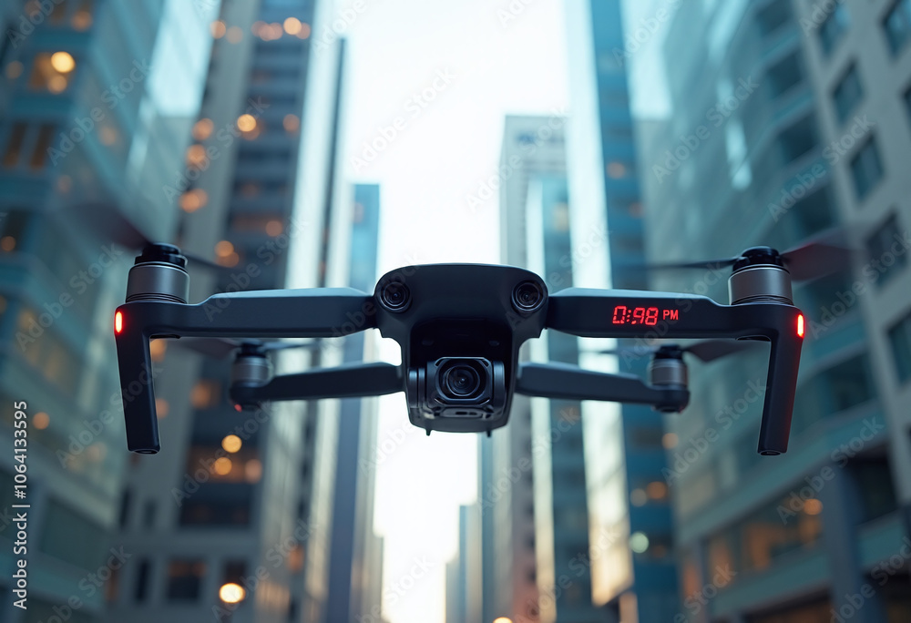 advanced drone showcases features modern urban setting sleek lines vibrant colors amidst towering skyscrapers advanced drone showcases features modern urban setting sleek lines vibrant colors amidst towering skyscrapers