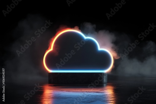 Obraz na płótnie creative 3d cloud computing icon with glowing effect w salonie