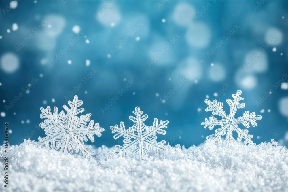 A blue background with white snowflakes falling from the top and bottom, creating an atmosphere of winter presenting a serene beauty that evokes a sense of tranquility Generative AI A blue background with white snowflakes falling from the top and bottom, creating an atmosphere of winter presenting a serene beauty that evokes a sense of tranquility Generative AI