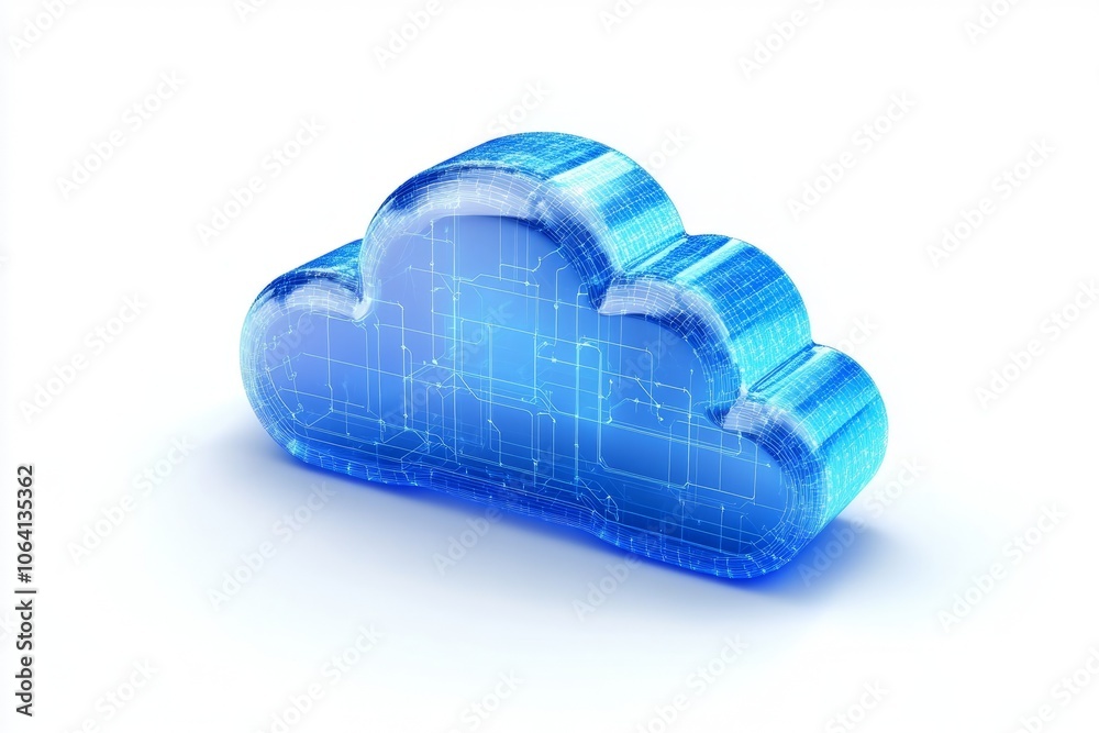 creative 3d cloud computing icon with glowing effect