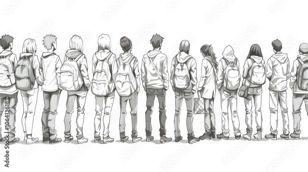 Youth Waiting in Line for Job Applications Youth Waiting in Line for Job Applications