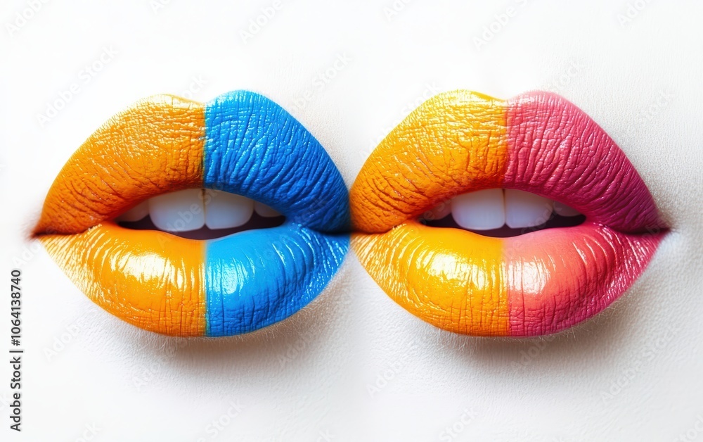 custom made wallpaper toronto digitalbeautiful colored lips on a white background 