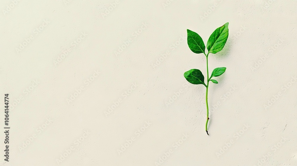 A solitary green plant emerging from the wall's side A solitary green plant emerging from the wall's side