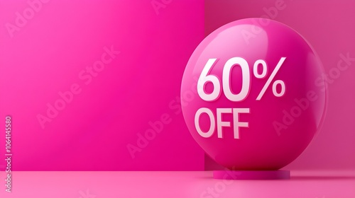 Wallpaper Mural Hot Pink '60% OFF' Promotional Sign on a Hot Pink Background with Copy Space Torontodigital.ca