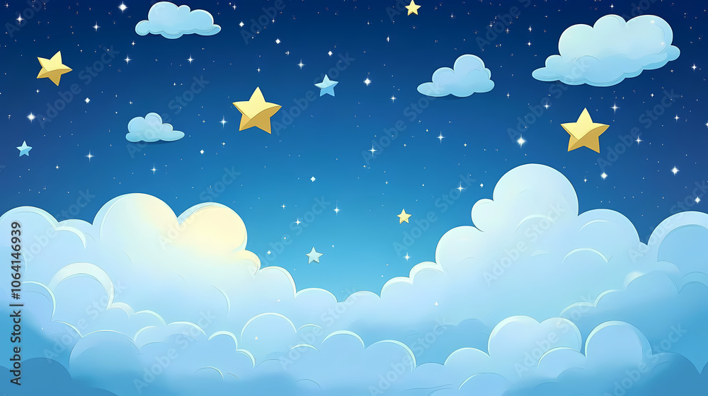 Mystical background with cloudy sky and magic stars. Mystical. Illustration Mystical background with cloudy sky and magic stars. Mystical. Illustration