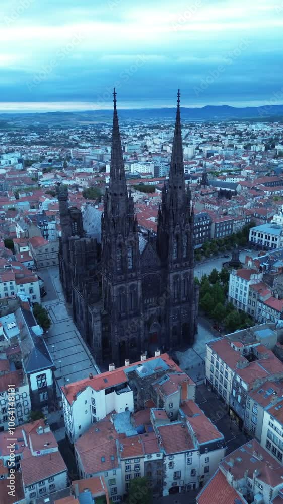 Drone video Our Lady of the Assumption cathedral Clermont-Ferrand France Europe Drone video Our Lady of the Assumption cathedral Clermont-Ferrand France Europe