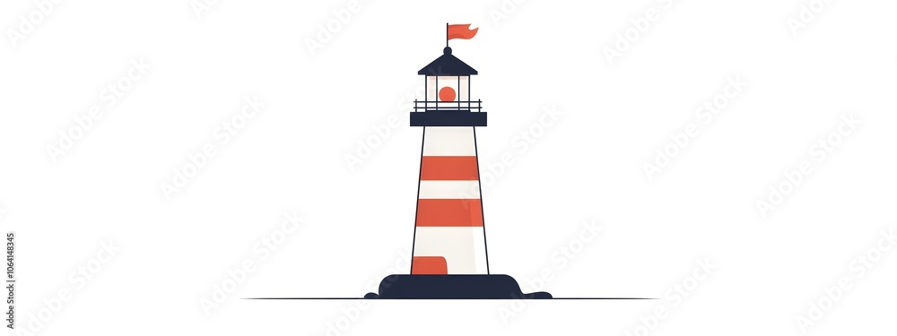 A simple, flat vector illustration of a lighthouse, with a white background