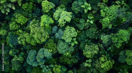 Aerial view of Amazon rainforest in Brazil, South America. Green forest. Bird's-eye view. 