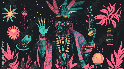 The witchdoctor. Mystical. Illustration photo