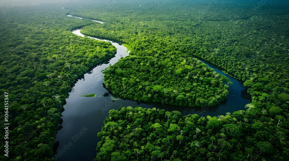 Aerial view of Amazon rainforest in Brazil, South America. Green forest. Bird's-eye view. Aerial view of Amazon rainforest in Brazil, South America. Green forest. Bird's-eye view.