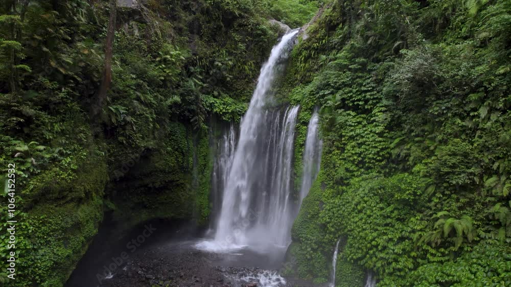 Vue aérienne de la cascade de Tiu Kelep à Lombok, Indonésie Vue aérienne de la cascade de Tiu Kelep à Lombok, Indonésie