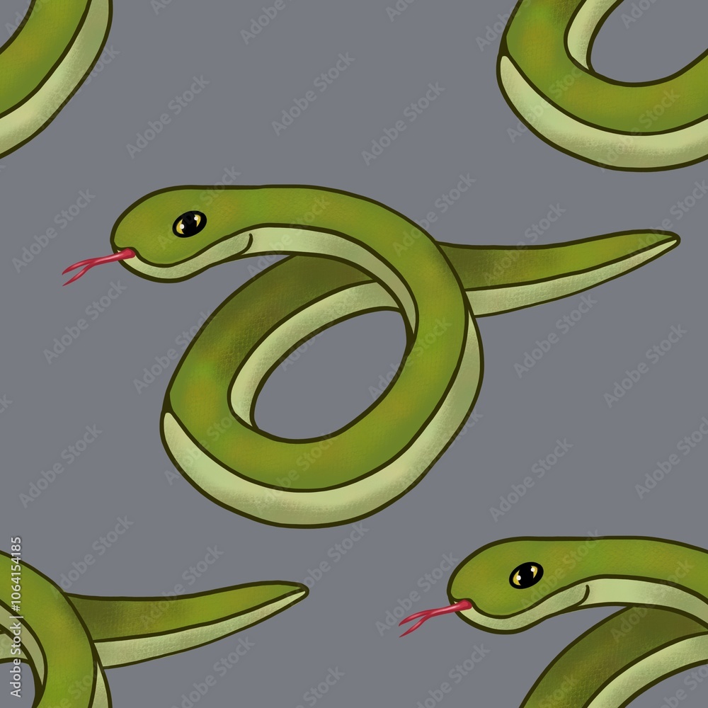 Classic Snakes with Gray Background Seamless Pattern Design Classic Snakes with Gray Background Seamless Pattern Design