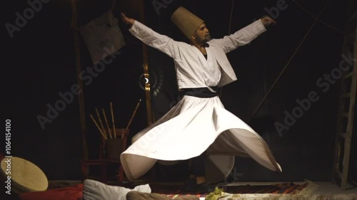 the image of a whirling Dervish in the darkness