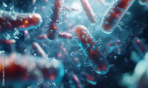 A highly detailed and clean depiction of bacterial communication through quorum sensing without noise or text