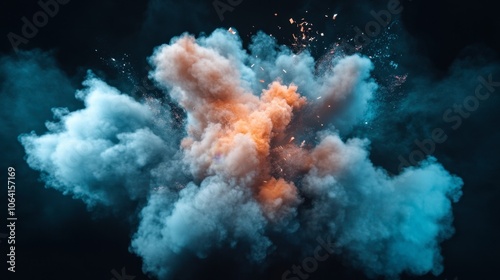 Colorful Smoke Explosion in Dark Background photo