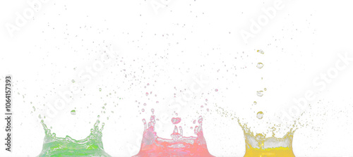 Red wine Crown Water splash on object to create shape form fluttering in droplet and wave. Cherry tomato juice Crown water to object make curve drop blood explosion. Black background isolated photo