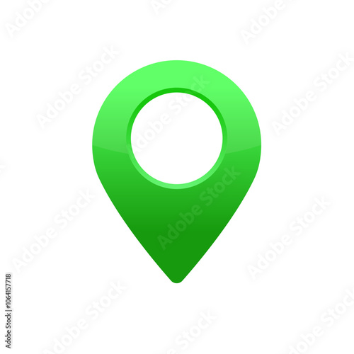 Green pin icon design. Vector illustration of a red marker for maps or navigation systems. Transparent SVG file.