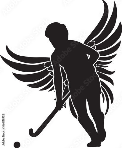 Female Field hockey Player in Wings