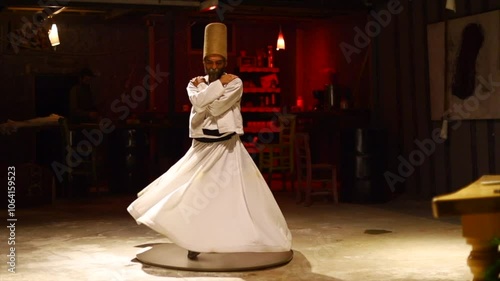 the image of a whirling Dervish in the darkness