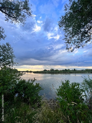 sunset over the river