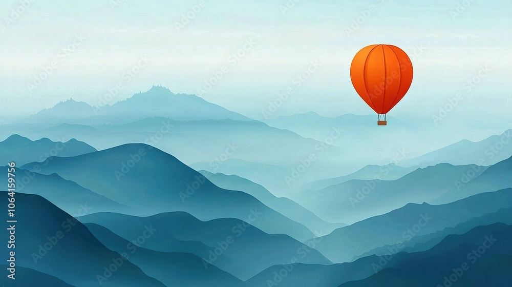 Obraz premium Hot Air Balloon Over Mountains