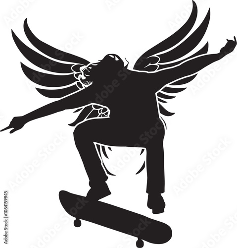Skateboarder in Wings