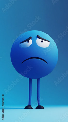 Blue Monday cartoon illustration with sad face
