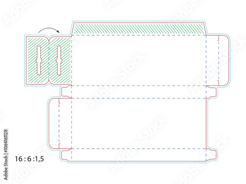 Die-cutting of packaging with cut and fold lines. Can be used to create packaging. File is ready for printing.