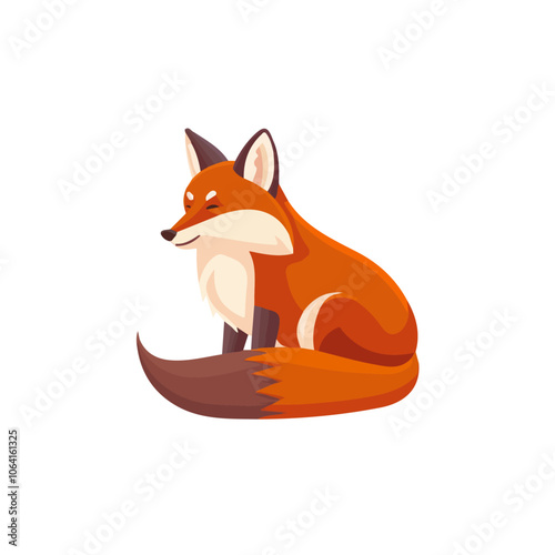 2D flat vector illustration fox icon isolated on a white background.