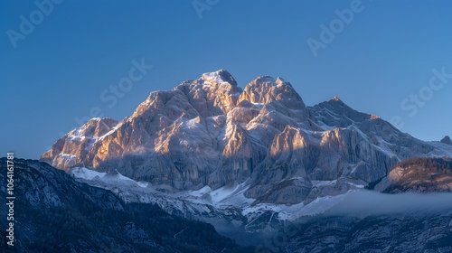 Triglav mountain peak at sunrise. 