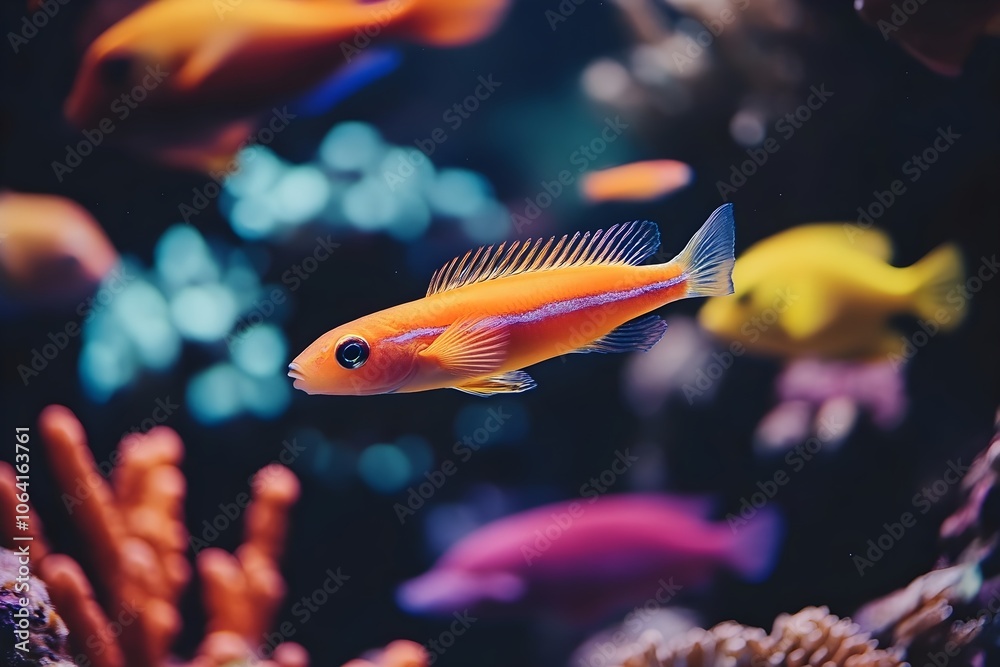 Fototapeta premium Fish swimming through a vibrant coral reef