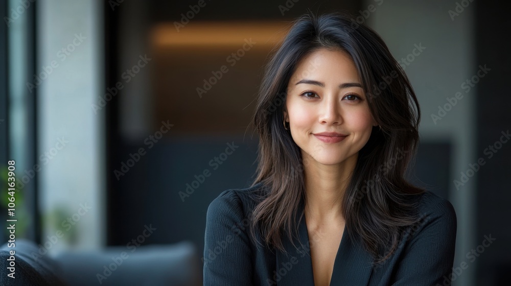 Confident Asian Businesswoman Portrait in Office Setting Confident Asian Businesswoman Portrait in Office Setting