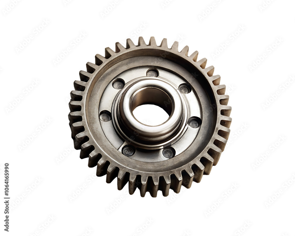 Metal Gear Mechanism for Industrial Applications isolated on white background as transparent. PNG. AI GENERATED Metal Gear Mechanism for Industrial Applications isolated on white background as transparent. PNG. AI GENERATED
