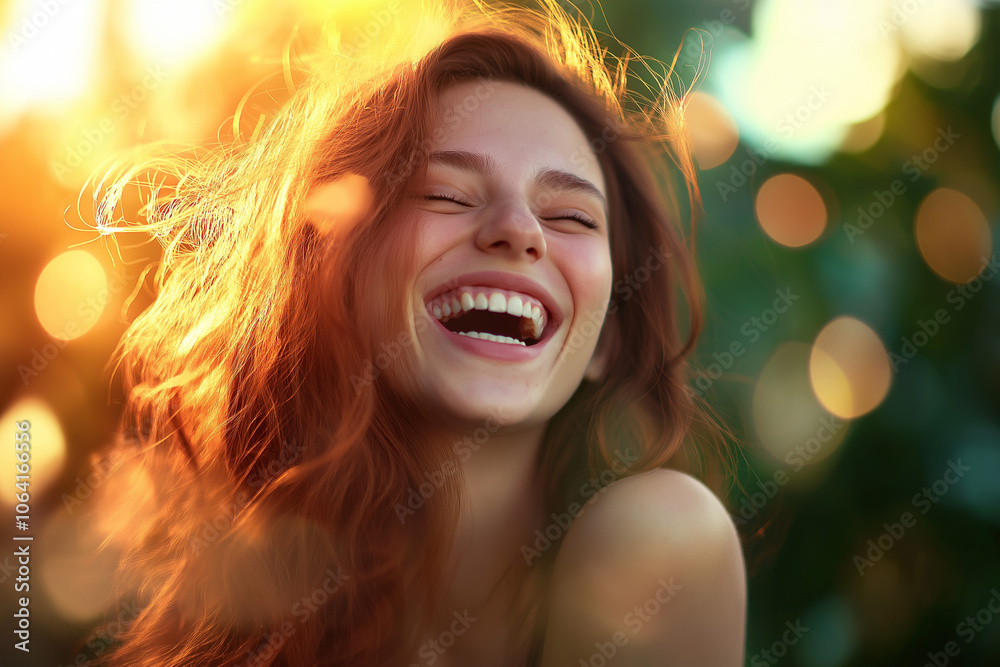 beautiful happy smiling woman fascinated with life, generative AI beautiful happy smiling woman fascinated with life, generative AI