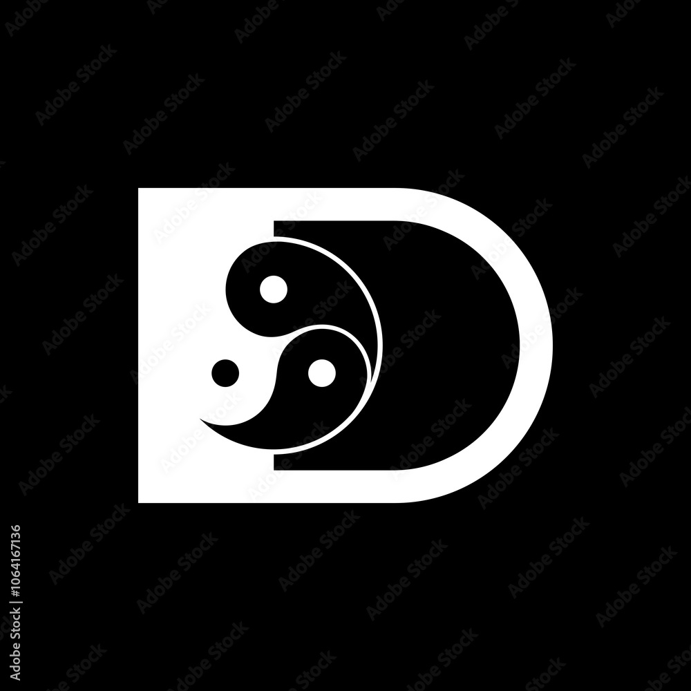 Logos are the letter D and yin yang. Outline and unique. Logos are the letter D and yin yang. Outline and unique.
