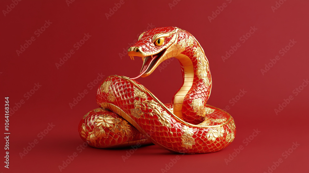 Fototapeta premium 3d for Happy Chinese new year 2025 Snake Zodiac is a design asset suitable for creating festive, greeting cards and banners