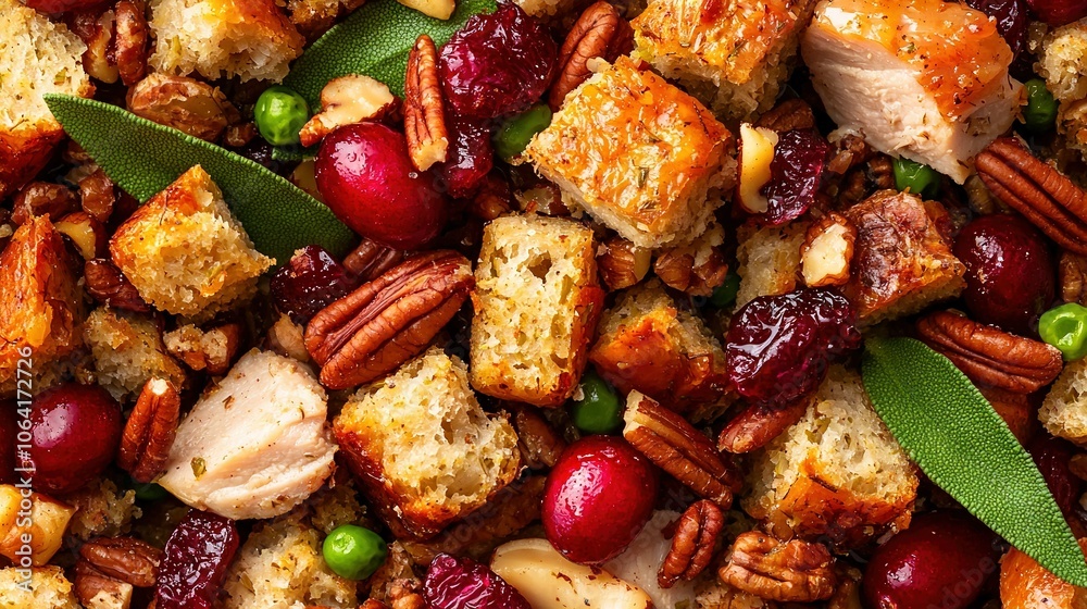 A mix of nuts, cranberries, pecans, pecans, and cranberries A mix of nuts, cranberries, pecans, pecans, and cranberries