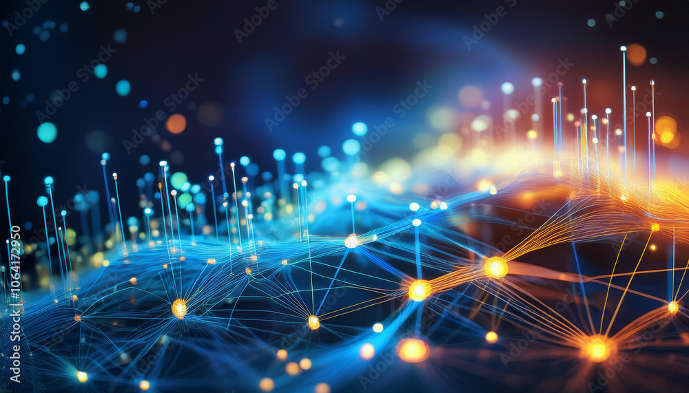 Obraz premium Close-Up of Digital Networks and Connectivity, Representing the Internet and Online Communication