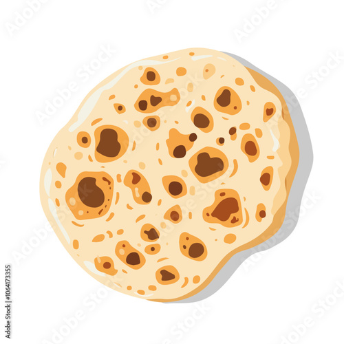 2D flat vector illustration naan bread icon isolated on a white background.