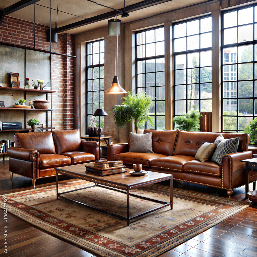 A modern industrial style living room expose A modern industrial style living room expose
