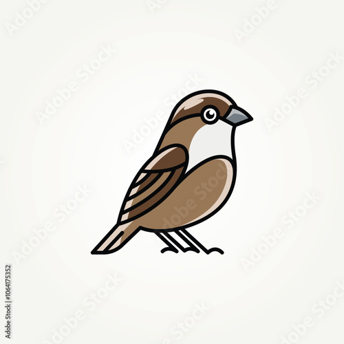 minimalist sparrow bird flat line art icon logo vector illustration design