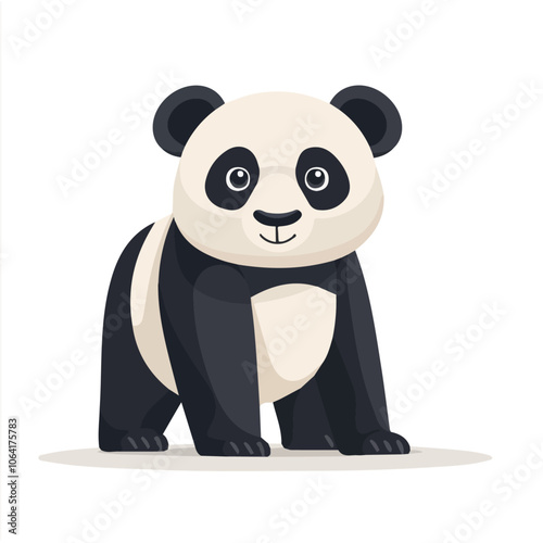 2D flat vector illustration panda icon isolated on a white background.

 photo