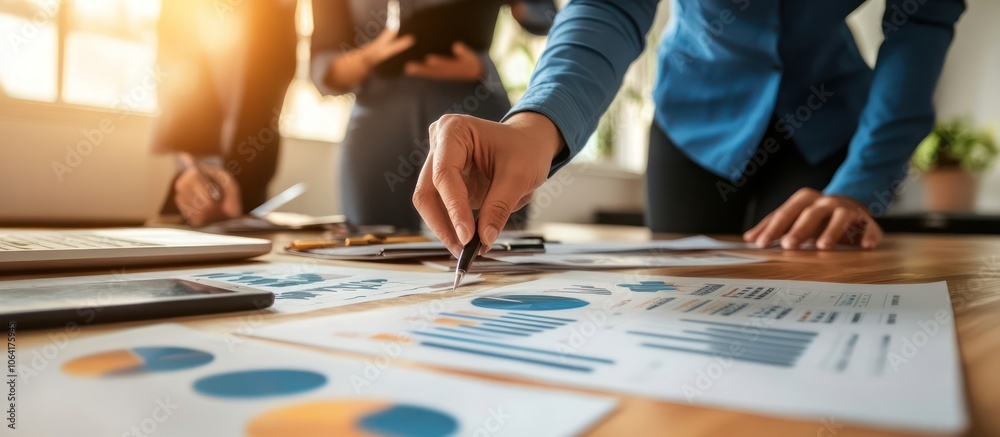 Professional team working on financial projections and strategy using advanced digital tools and interactive reports Professional team working on financial projections and strategy using advanced digital tools and interactive reports