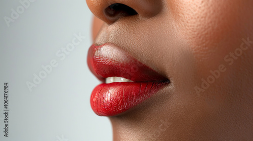 Close-Up of African American Woman's Lips Showcasing Beauty Diversity and Elegance